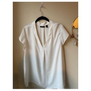Halogen White Short Cap Sleeve Top | Large